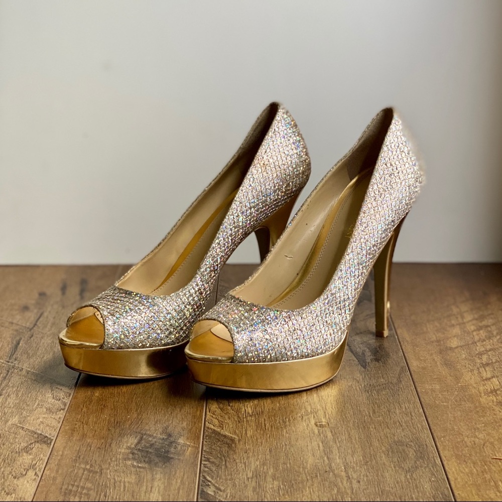 Enzo Angiolini Sully Glitter Peel Toe Heels